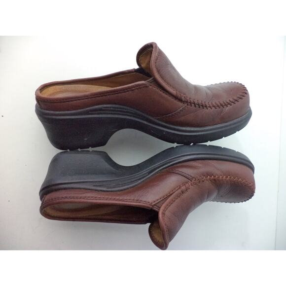 ARIAT EUR 36.5 US 6.5M CORDOVAN BROWN LEATHER CLOG PLATFORM MEDIUM HEEL SHOE - Picture 5 of 7